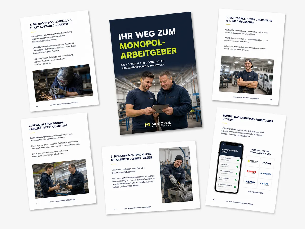 Seiten aus dem Handbuch „Ihr Weg zum Monopol-Arbeitgeber“